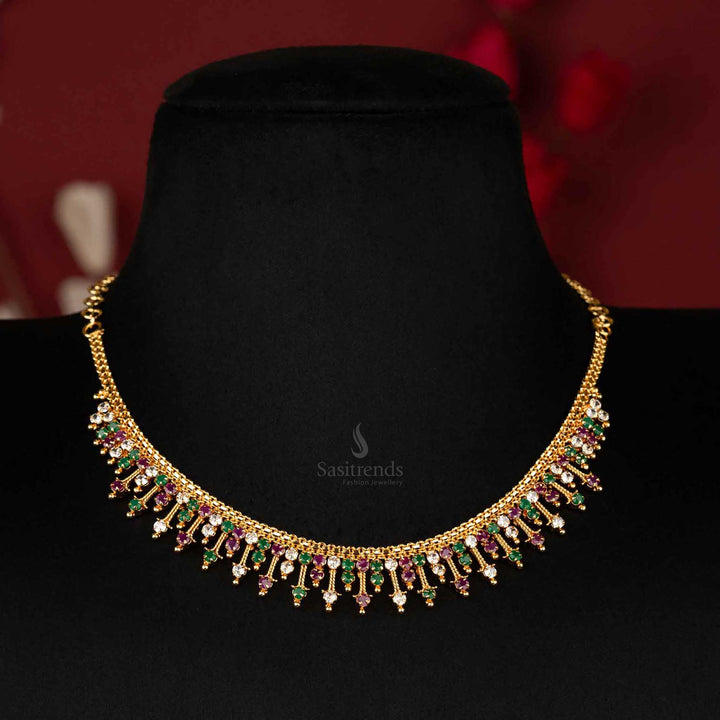 Festive multi-color stone necklace with micro gold plating