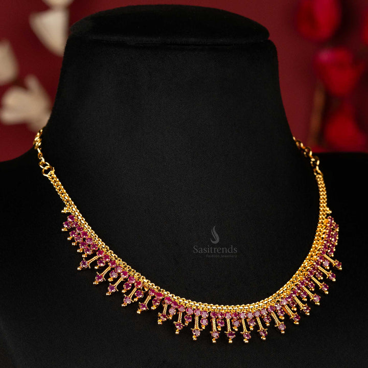 Traditional ruby stone AD necklace with guaranteed gold finish