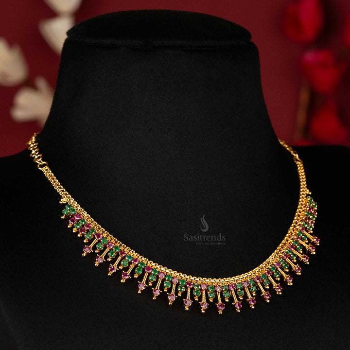 Ruby-green AD stone micro gold plated necklace with 1-year guarantee