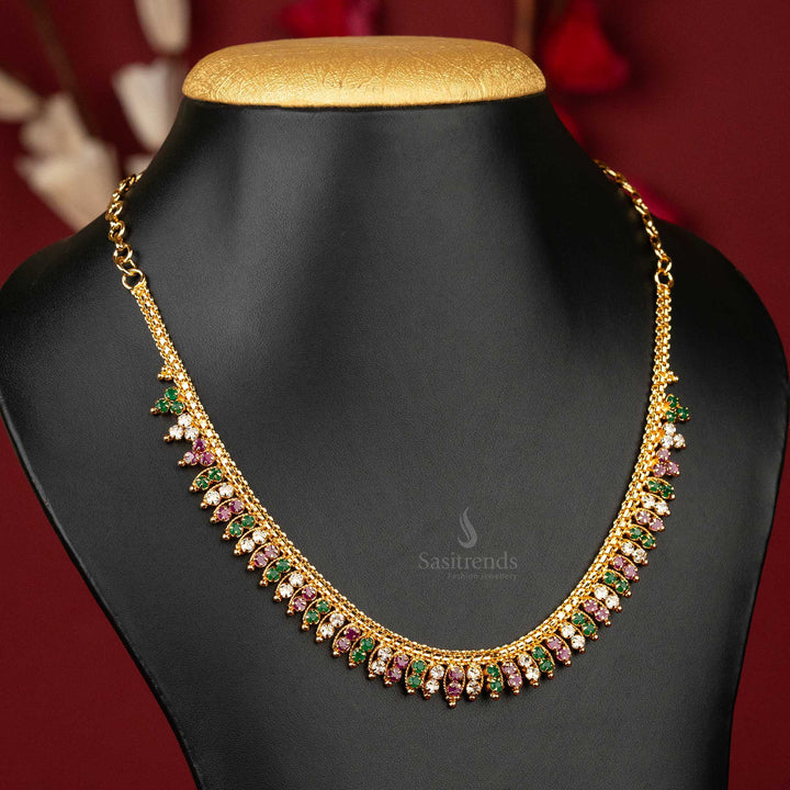 Festive multi-color stone necklace, one-year guaranteed