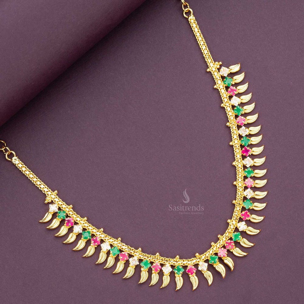 One gram gold plated multi stone wedding necklace