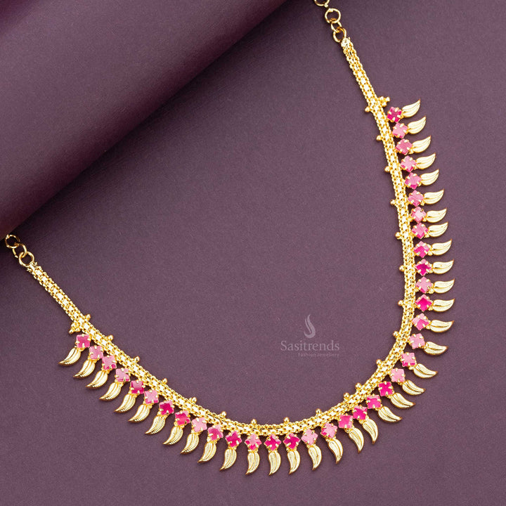 1 year guaranteed gold plated ruby AD stone wedding necklace