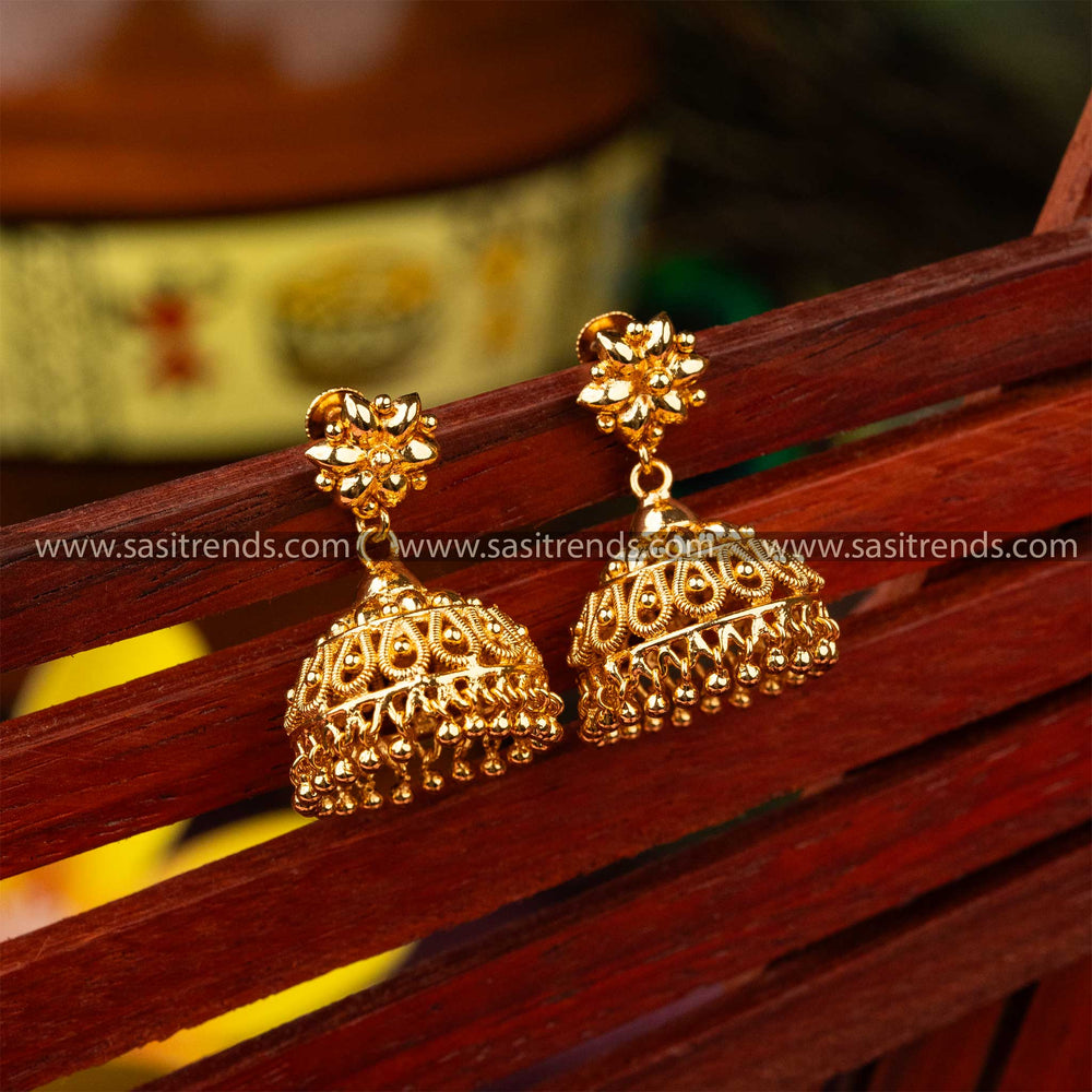 Elegant Micro Gold Plated Traditional Wear Guaranteed Jhumka Earrings Sasitrends Online Shopping