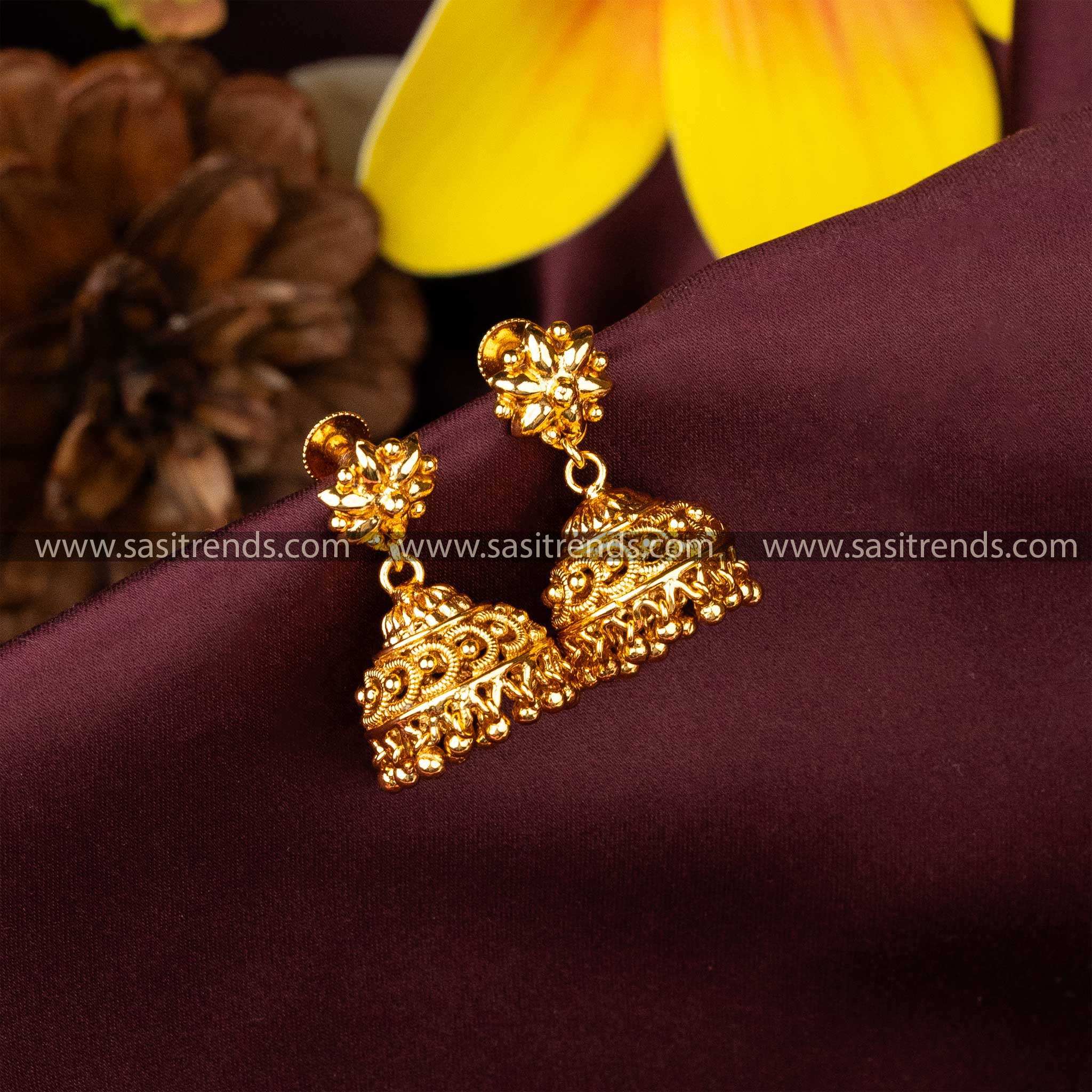 Stylish Micro Gold Plated Traditional Wear Guaranteed Jhumka Earrings Sasitrends Online Shopping