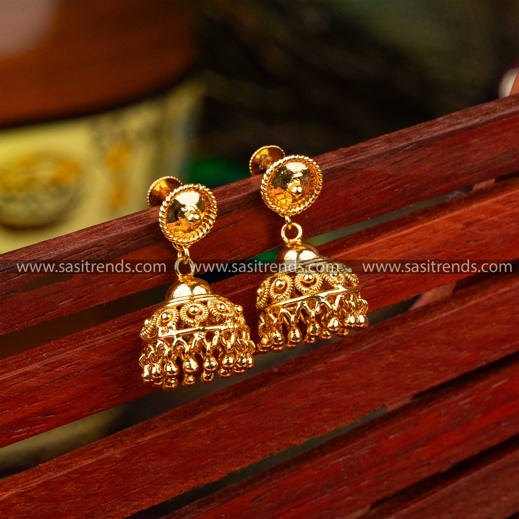 Timeless Elegance Micro Gold Plated Traditional Wear Guaranteed Jhumka Earrings Sasitrends Online Shopping