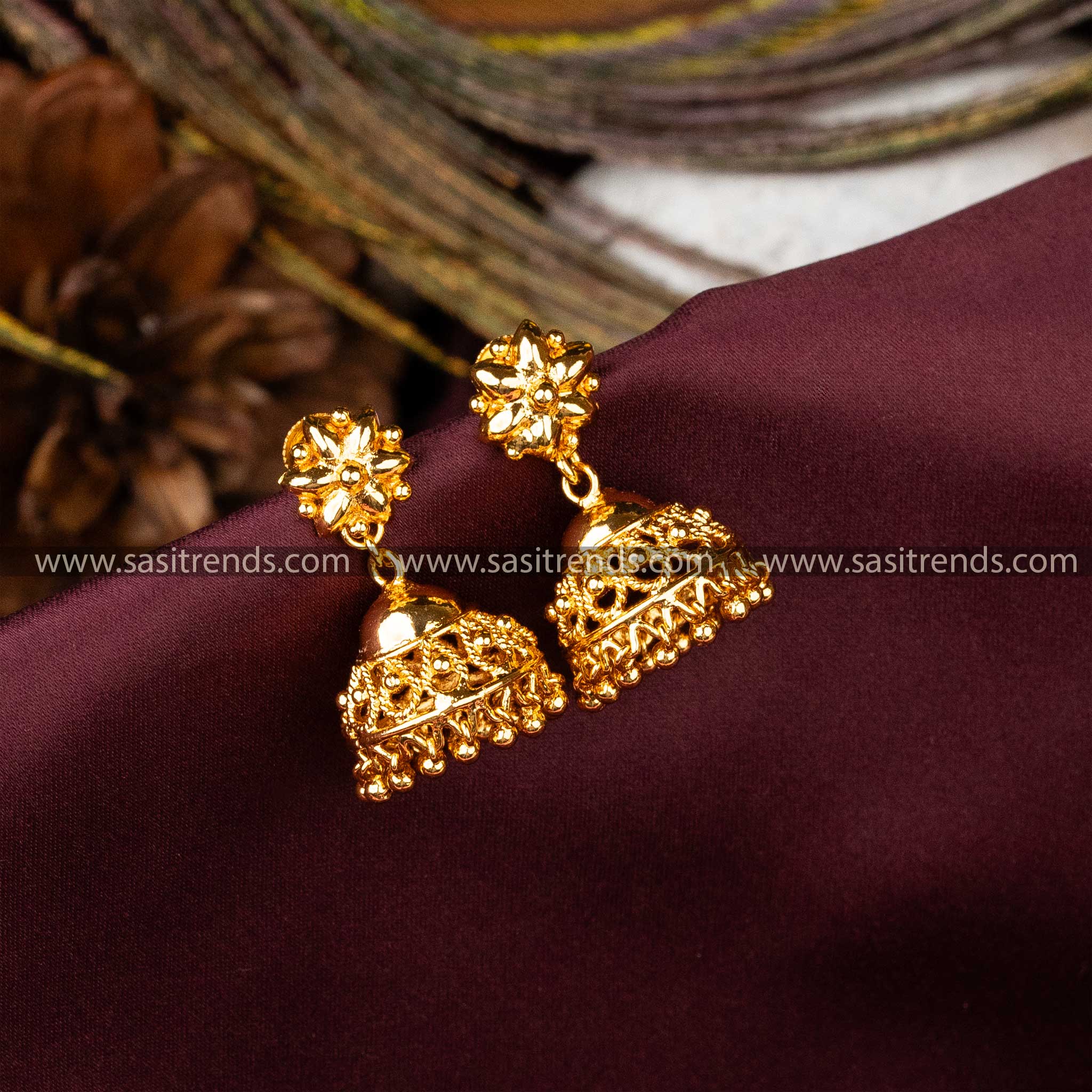 Temple Wear Micro Gold Plated Traditional Wear Guaranteed Jhumka Earrings Sasitrends Online Shopping