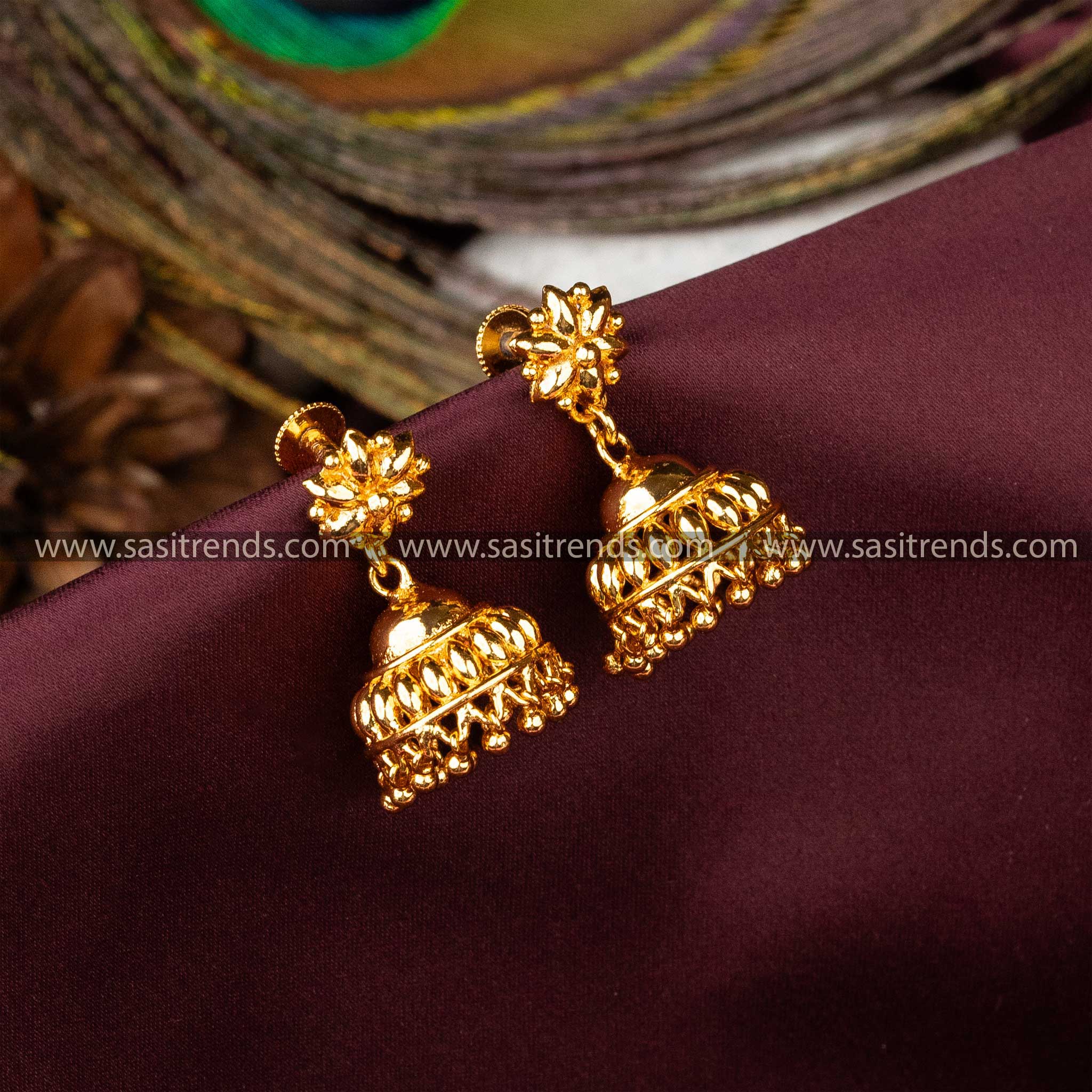 New Micro Gold Plated Traditional Wear Guaranteed Jhumka Earrings Sasitrends Online Shopping