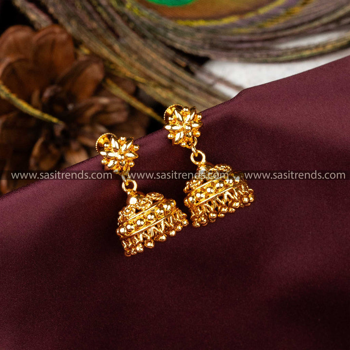 Latest Micro Gold Plated Traditional Wear Guaranteed Jhumka Earrings Sasitrends Online Shopping