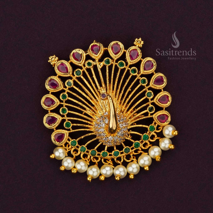 Elegant Micro Gold Plated Peacock Pendant Set with AD Stones - Sasitrends