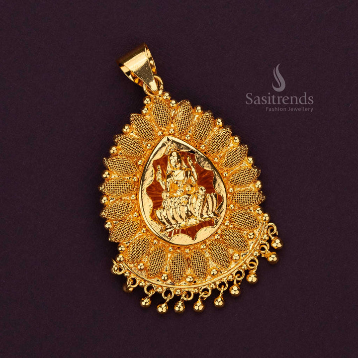 Elegant One Gram Micro Gold Plated Lakshmi Pendant with Deity Design  - Sasitrends