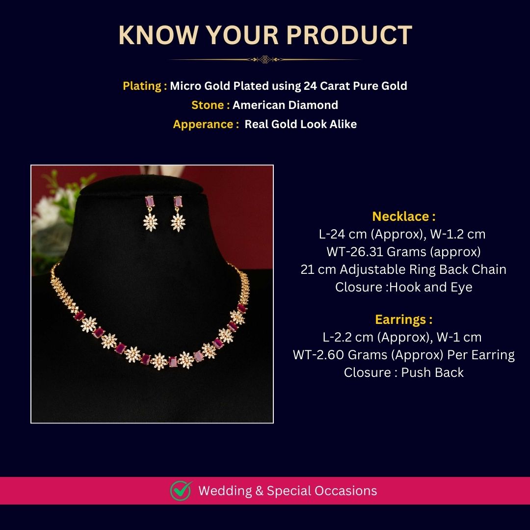 Micro Gold Plated Necklace Jewellery Set Measurement Image - Sasitrends