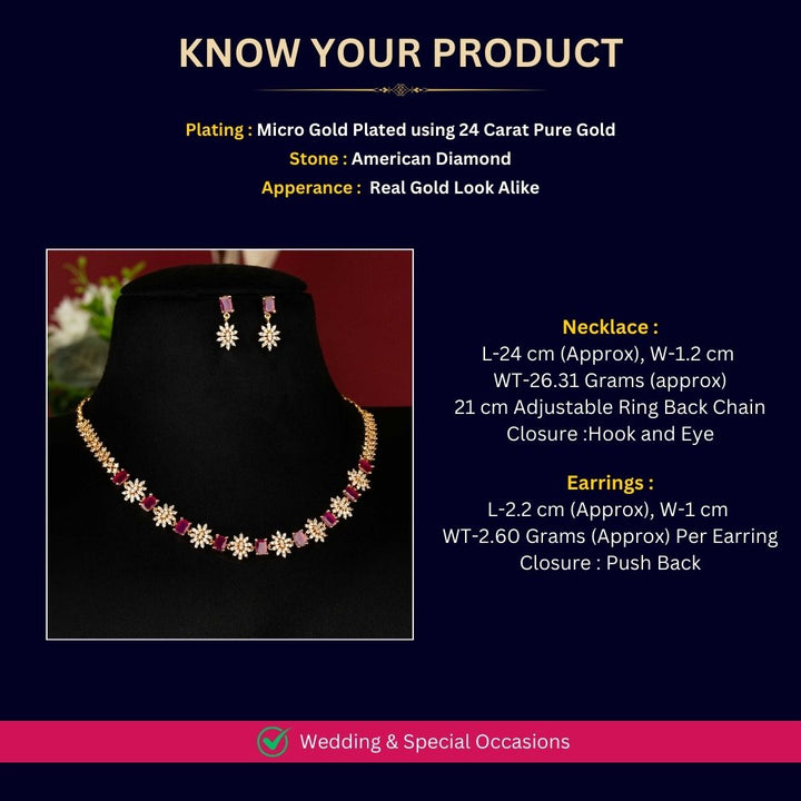 Micro Gold Plated Necklace Jewellery Set Measurement Image - Sasitrends