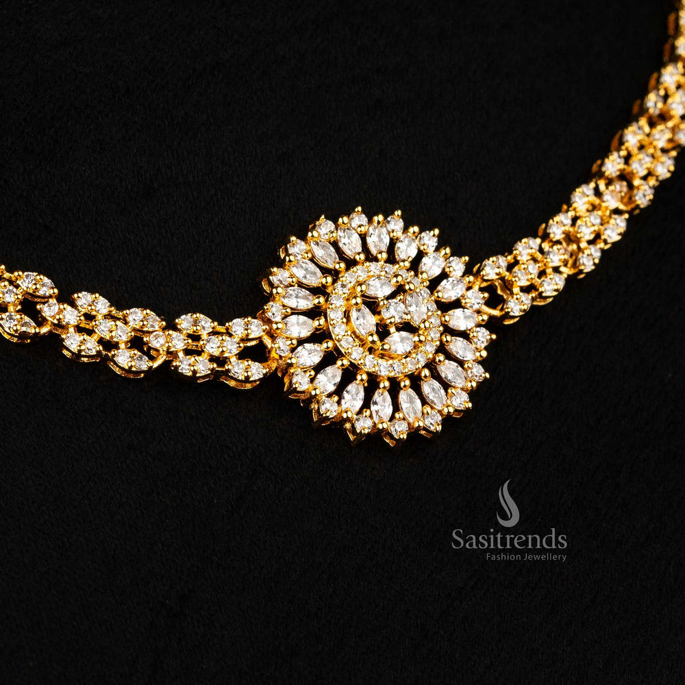 Stunning pendant with American diamond accents for traditional outfits - Sasitrends