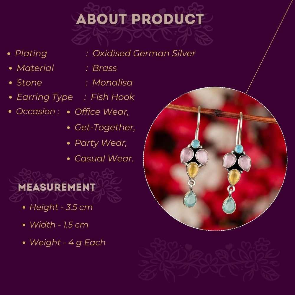 Attractive Gem Dangle Earrings Measurement Details Sasitrends