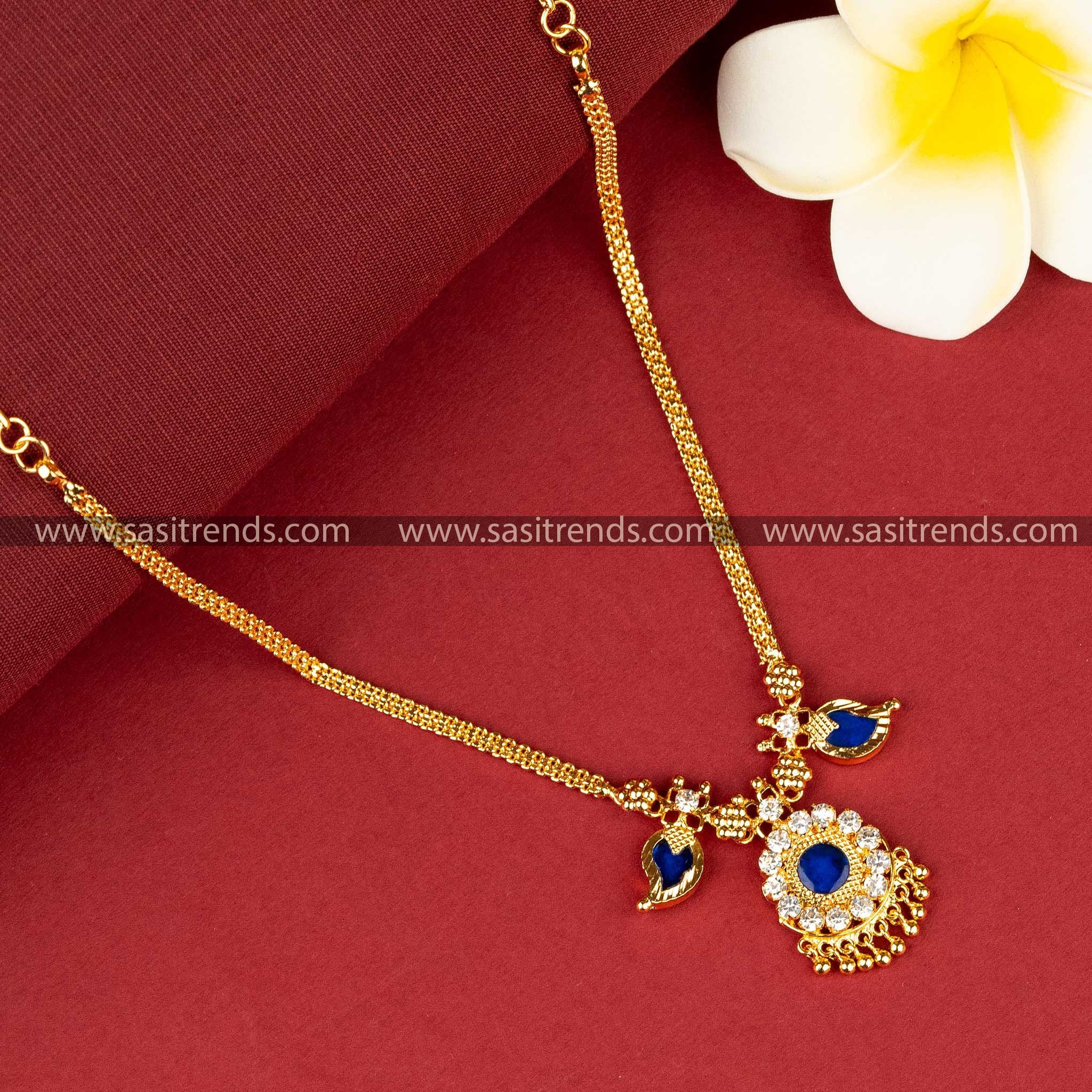 Traditional Blue Palakka Mango Necklace - 1 Petal Design Sasitrends