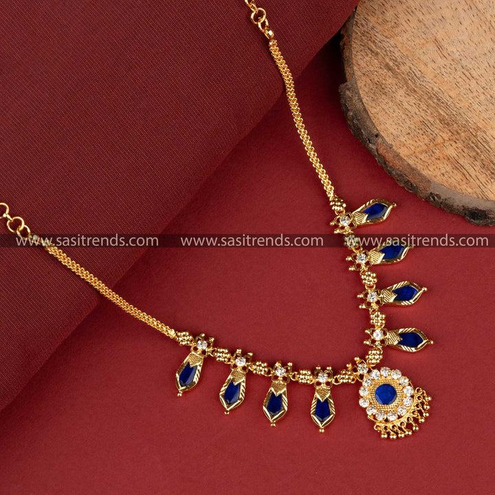 Traditional Blue Palakka Nagapadam Necklace Sasitrends Online Shopping