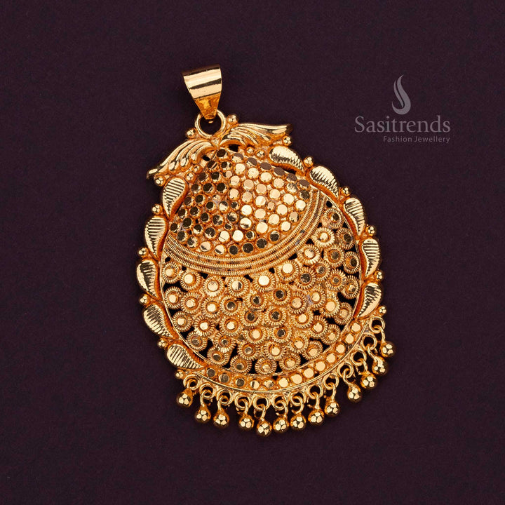 Intricate One Gram Micro Gold Plated Pendant with Ornate Design - Sasitrends