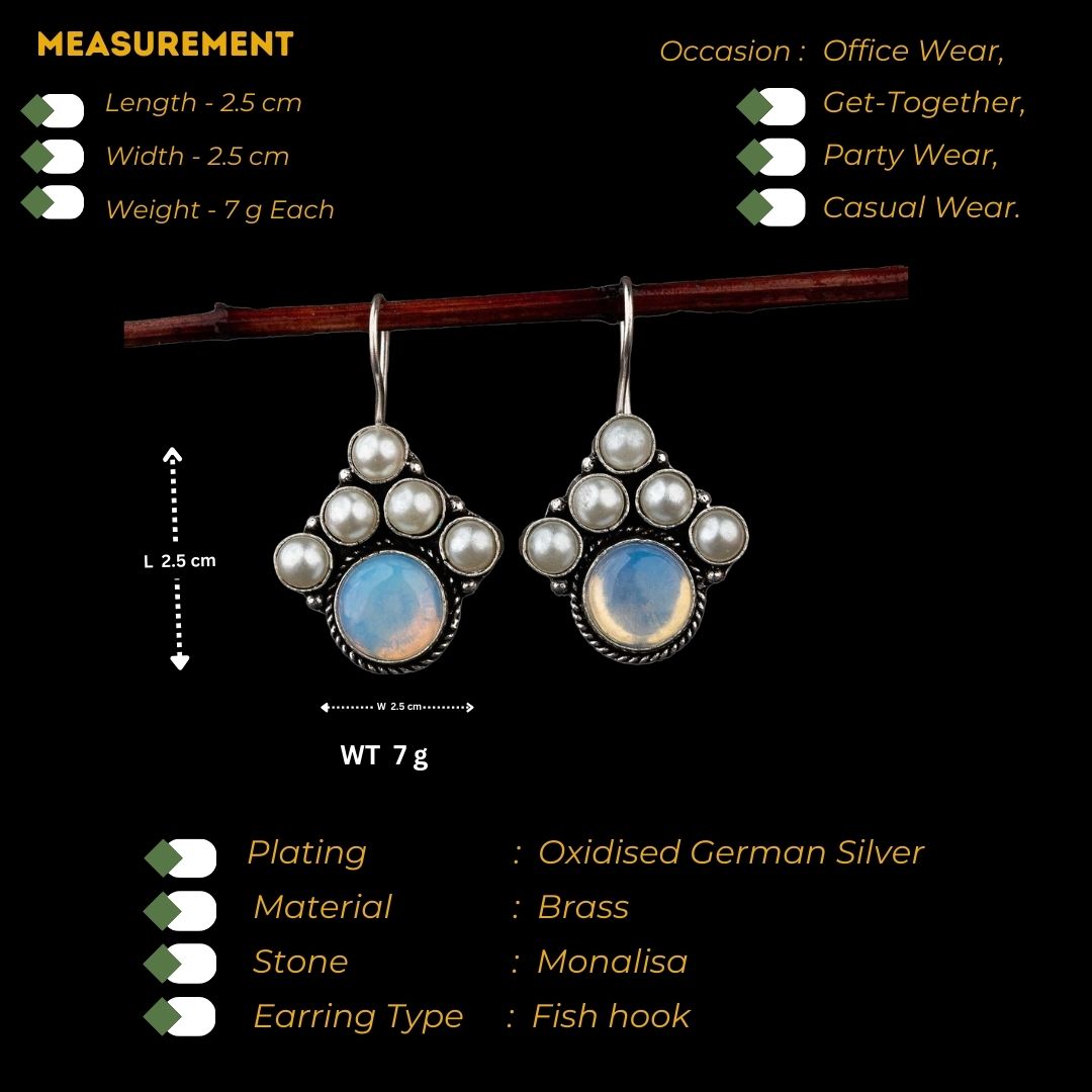 Monalisa Stone Stud Latest Oxidised Festive Collection Earrings Measurement Details Sasitrends