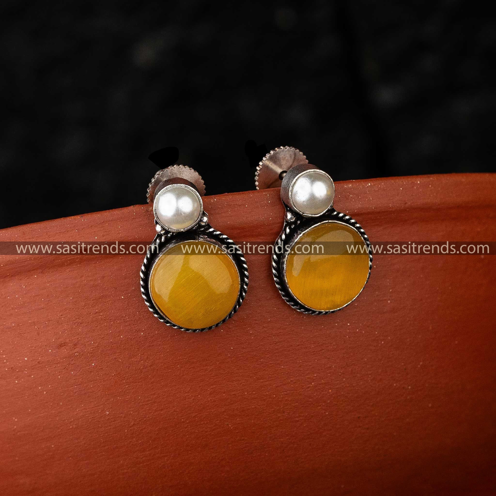 Vibrant Yellow Oxidised Jewellery Earrings