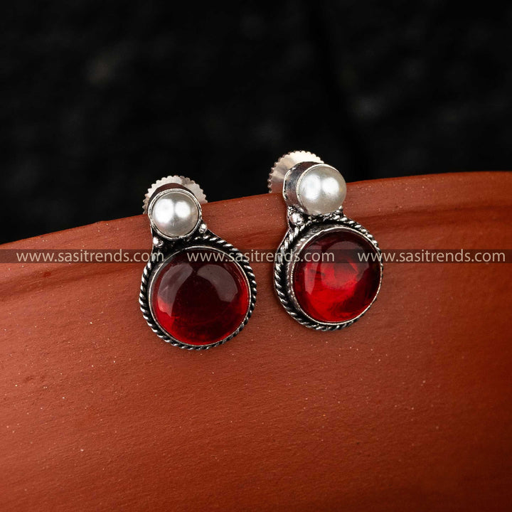 Vinous Oxidised Jewellery Earrings for Navarathiri Festival