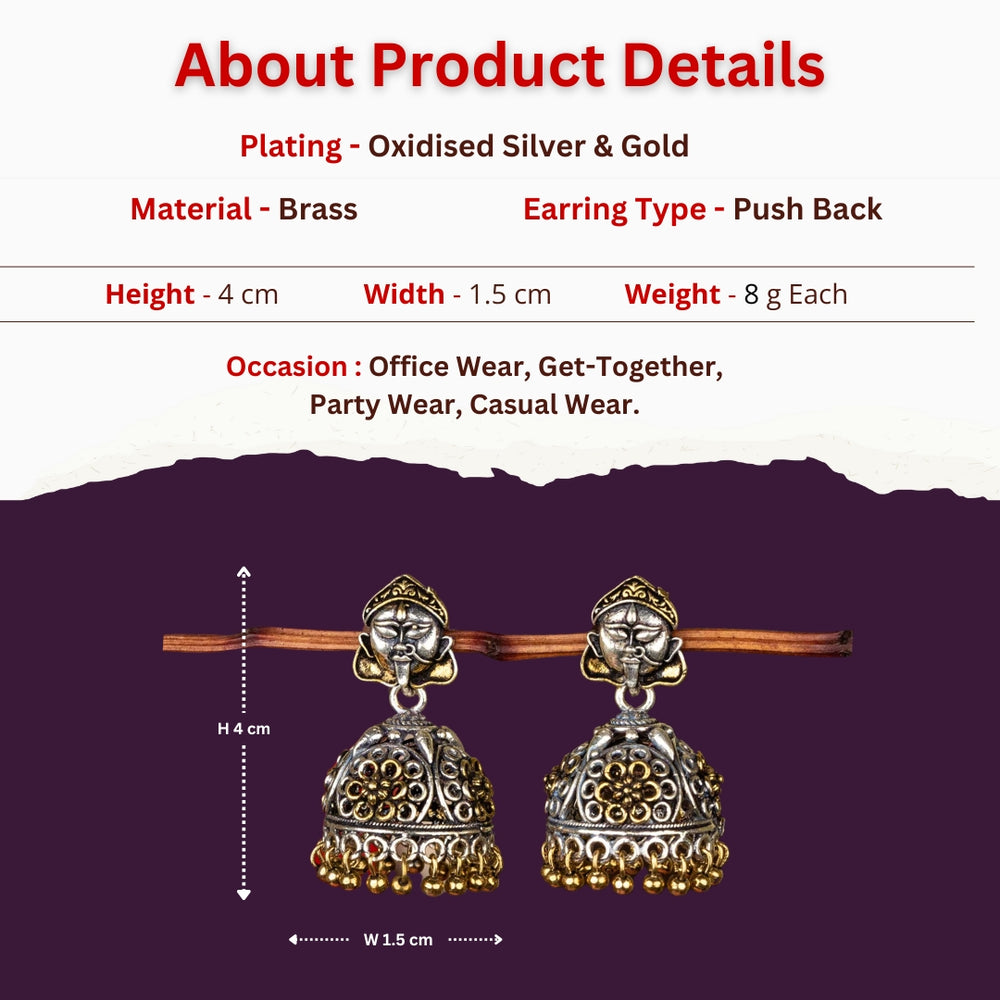 Ma Kali Dual Tone Oxidised Jhumka Earrings About Product Detials