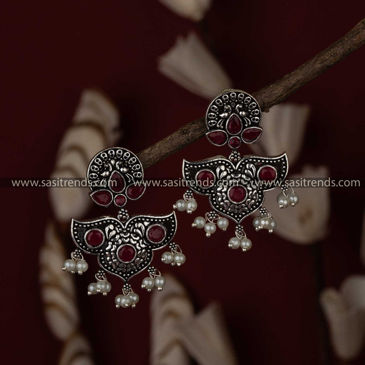 Ruby Stone Oxidised Chandibali Navarathiri Special Collection Sasitrends Online Shopping