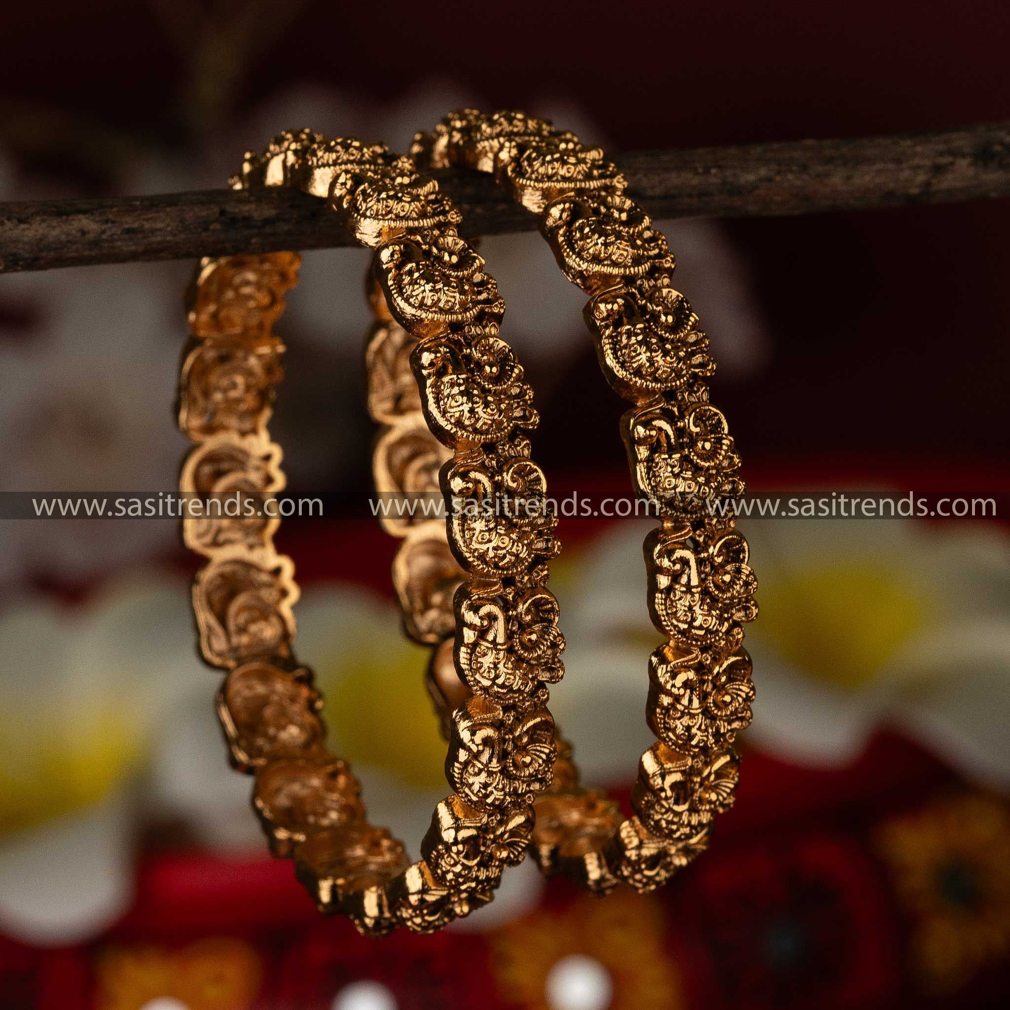 Elegant Temple Bangles with Intricate Designs for Women Sasitrends Online Shopping