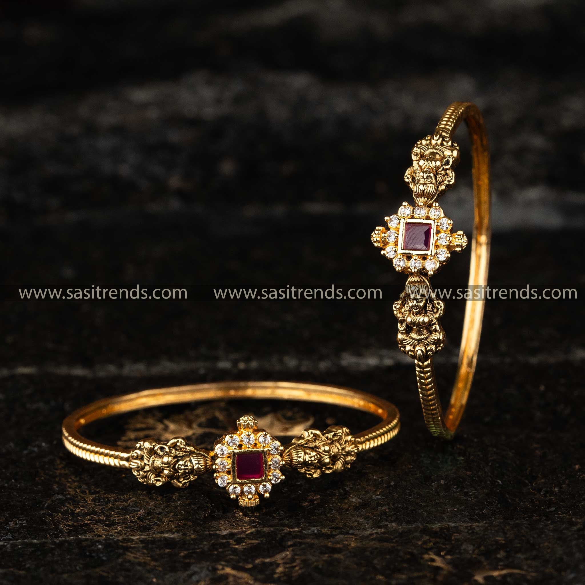 Matte Gold Plated Goddess Lakshmi Bangles Wedding Bridal Collections Sasitrends Online Shopping