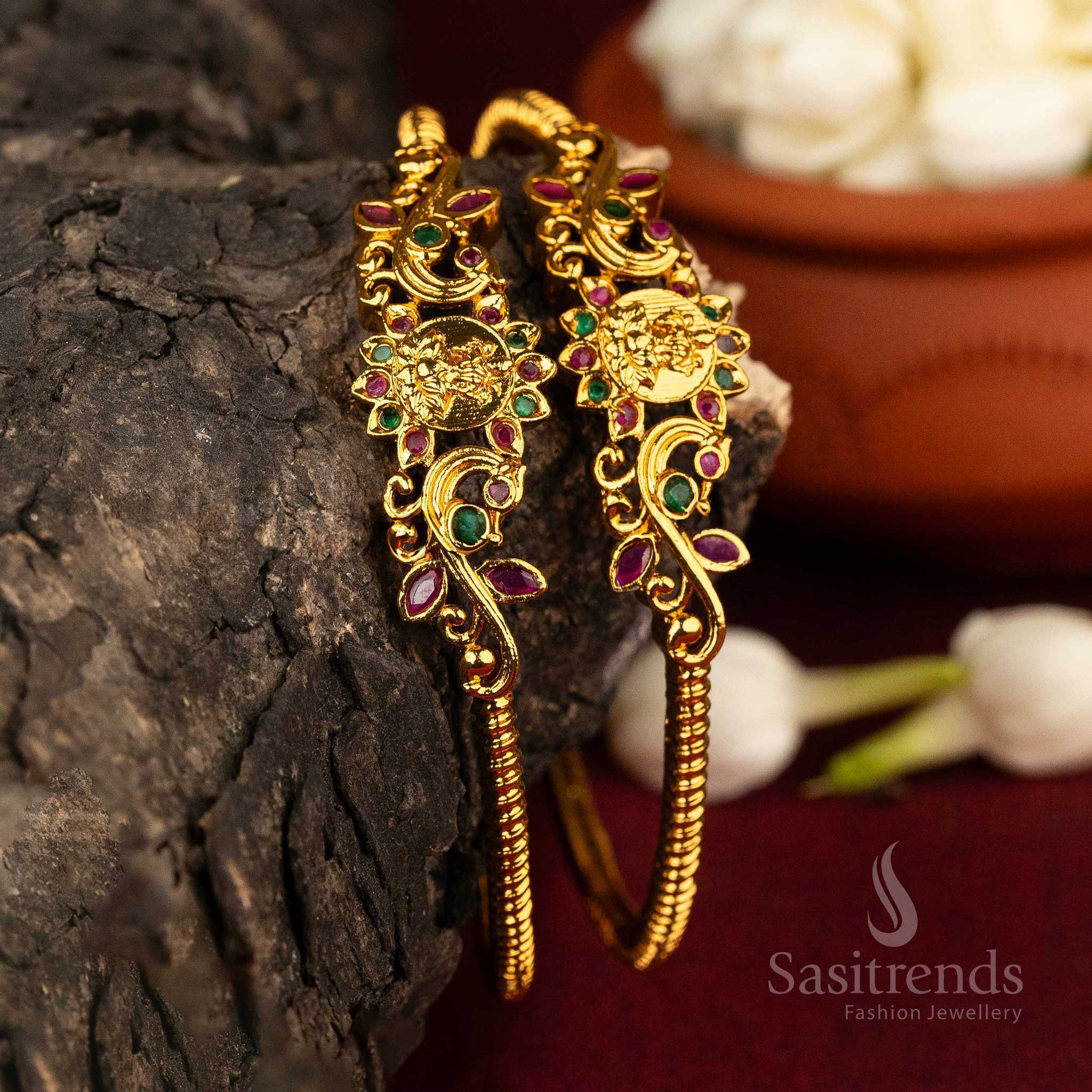  Matte Gold-Plated Lakshmi Temple Bangles