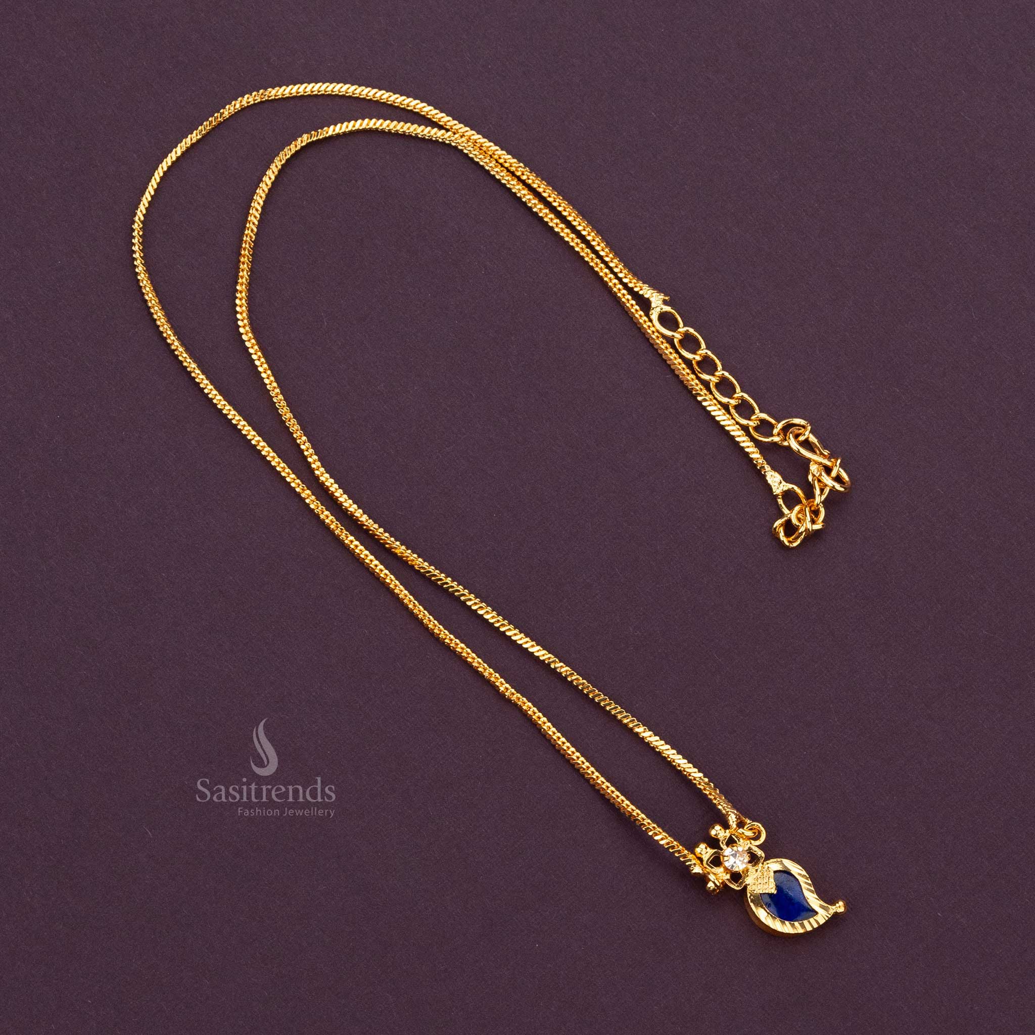 Traditional guaranteed micro gold plated mango pattern blue palakka jewellery set sasitrends
