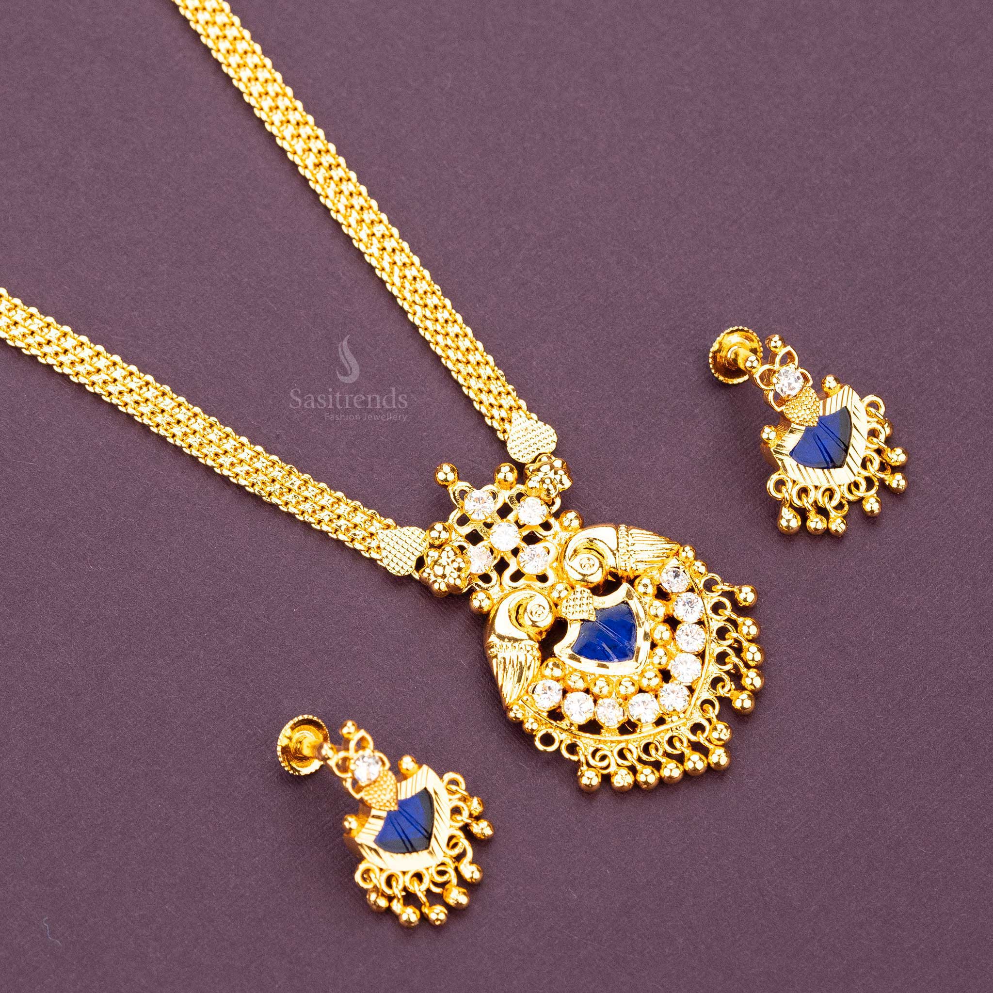 Sasitrends - Kerala Palakka Pendant Guaranteed Micro Gold Plated Chain Peacock Motifs Necklace - Sasitrends