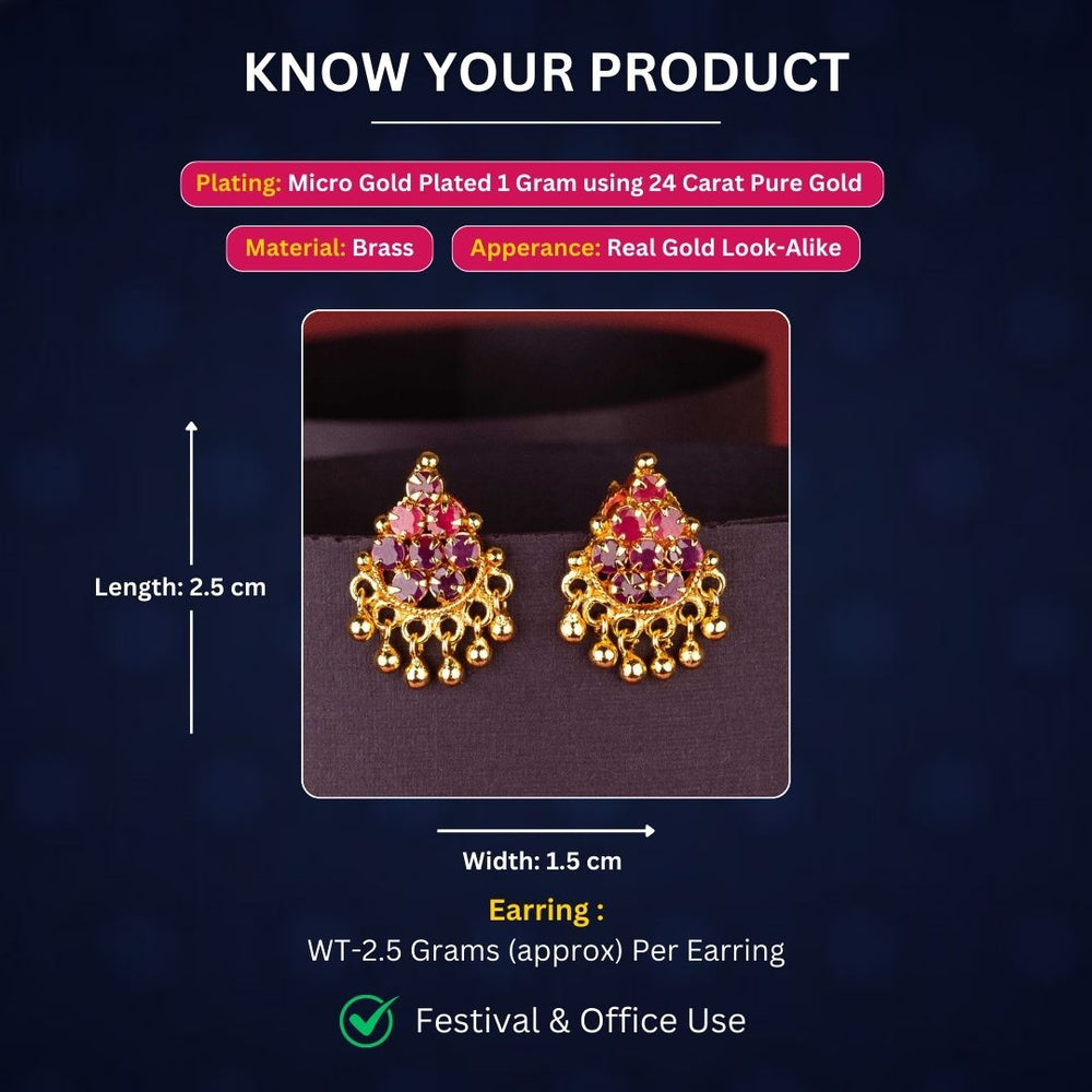 Micro Gold Plated Earrings Measurement Image - Sasitrends