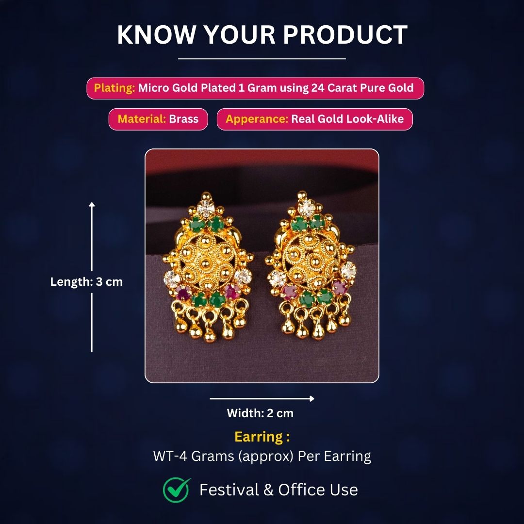 Micro Gold Plated Earrings Measurement Image - Sasitrends