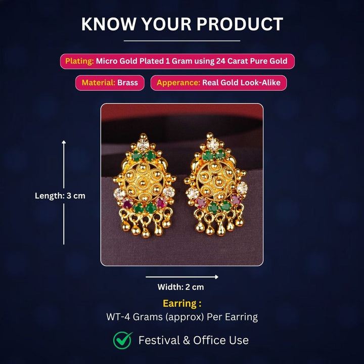 Micro Gold Plated Earrings Measurement Image - Sasitrends