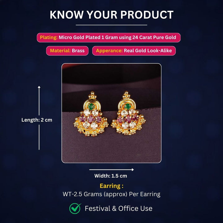 Micro Gold Plated Earrings Measurement Image - Sasitrends