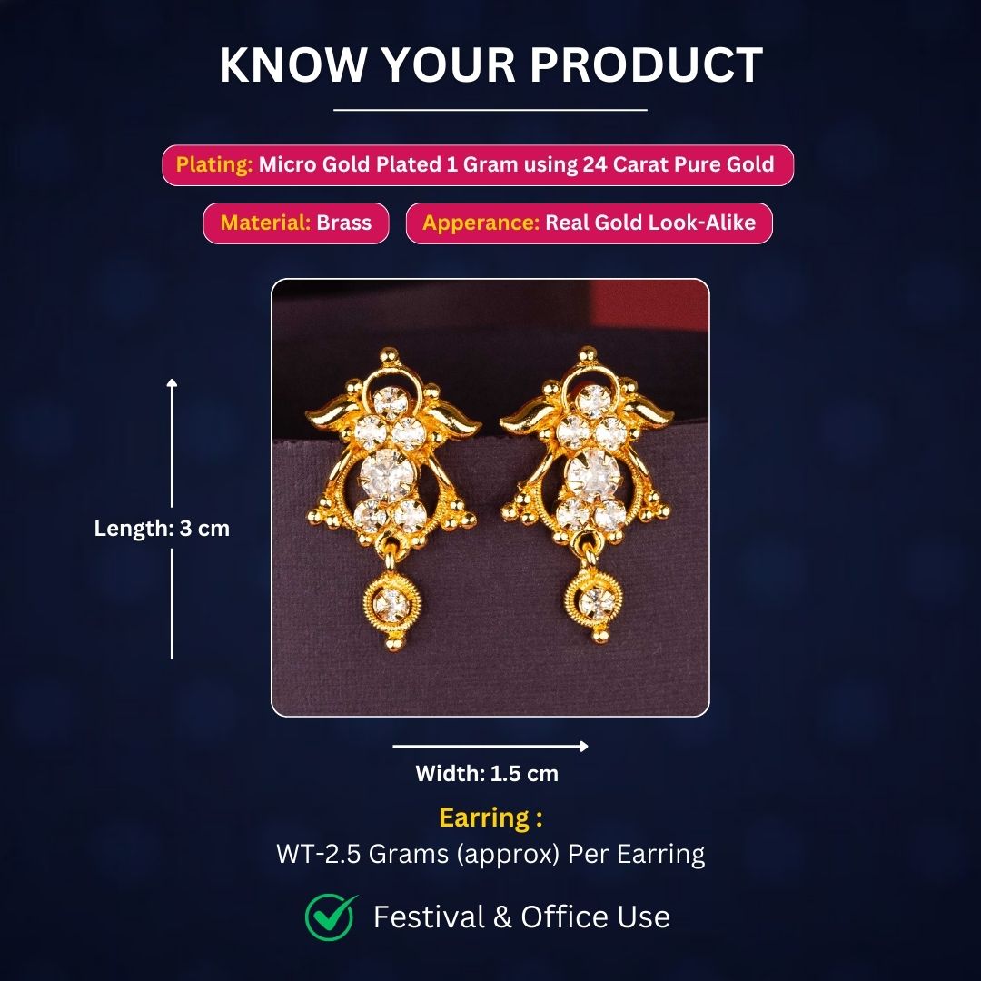 Micro Gold Plated Earrings Measurement Image - Sasitrends