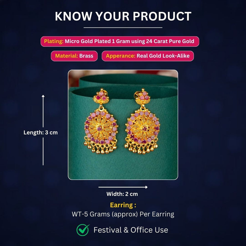 Micro Gold Plated Earrings Measurement Image - Sasitrends