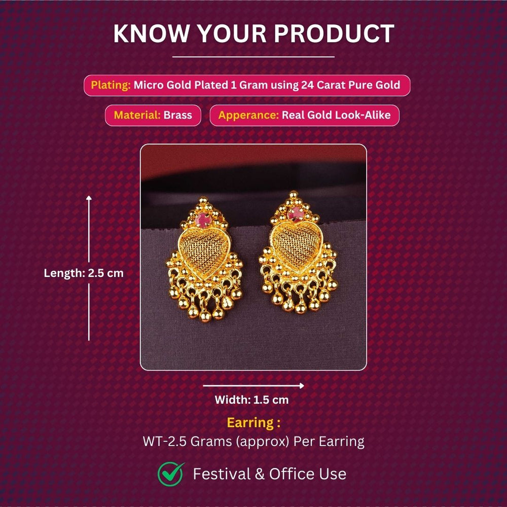 Micro Gold Plated Earrings Measurement Image - Sasitrends