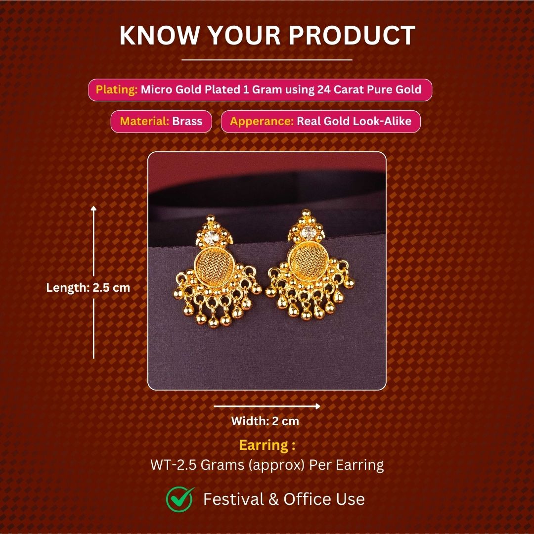 Micro Gold Plated Earrings Measurement Image - Sasitrends