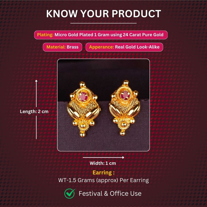 Micro Gold Plated Earrings Measurement Image - Sasitrends