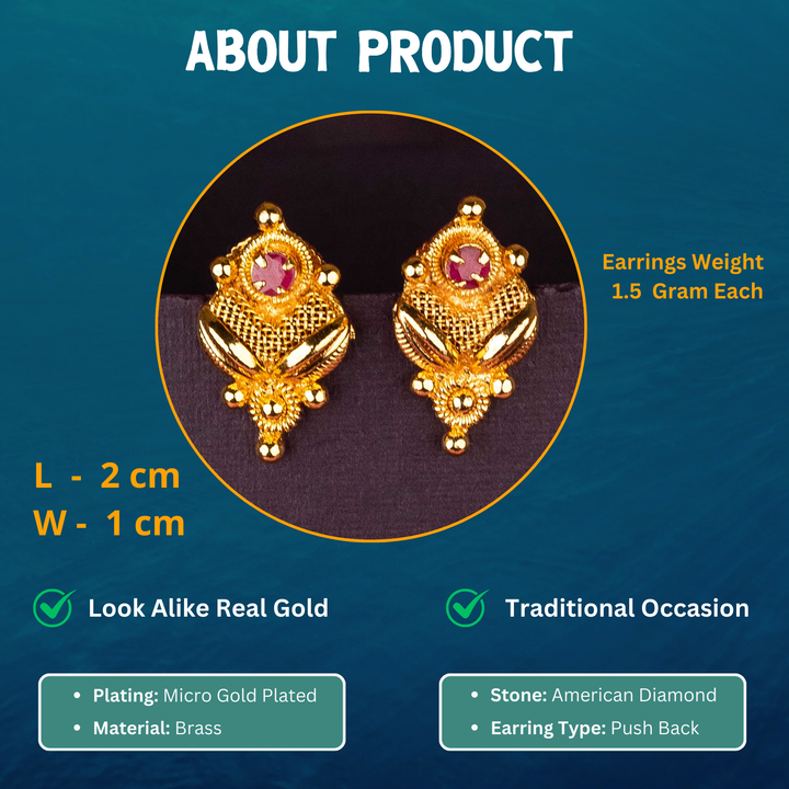 Guaranteed Micro Gold Plated Earrings Sasitrends Measurement Details