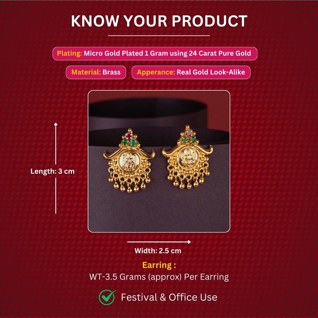 Micro Gold Plated Earrings Measurement Image - Sasitrends