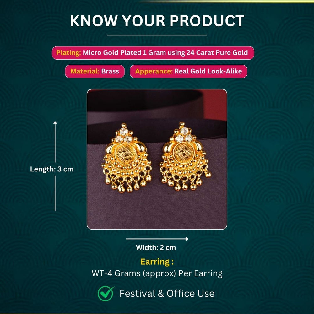 Micro Gold Plated Earrings Measurement Image - Sasitrends