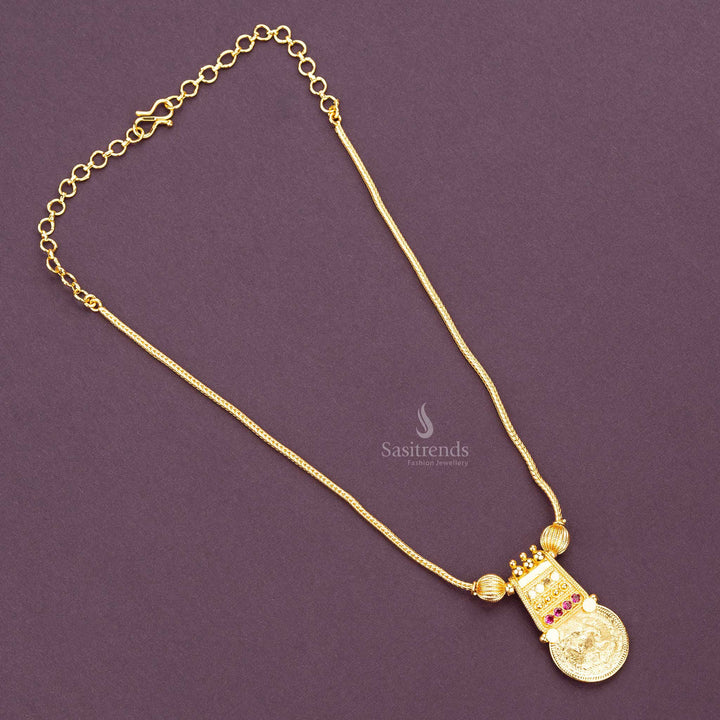 Micro gold-plated Lakshmi coin necklace with flexible chain sasitrends