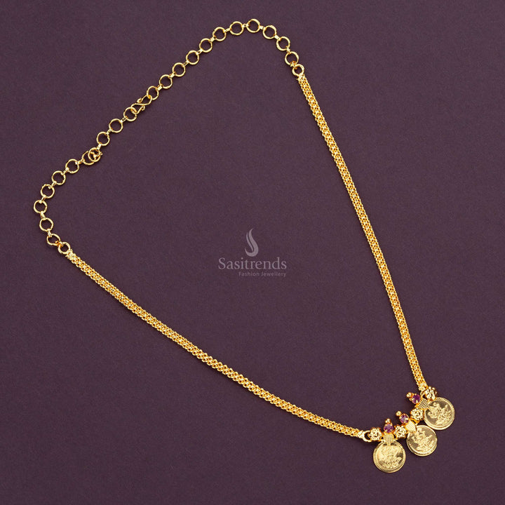 Kerala Style Lakshmi Coin Necklace for Festivities by Sasitrends