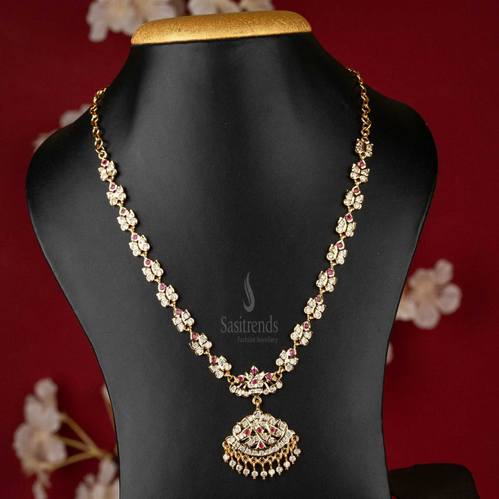 Sasitrends | Elegant Impon AD Stone Necklace for Women with Pendant - One Gram Micro Gold Plated