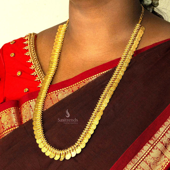 Traditional Micro Gold Plated Lakshmi Coin Long Necklace Sasitrends