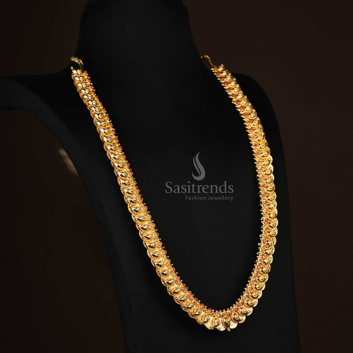 Wonderful Paisley Coin-Inspired Micro Gold-Plated Long Necklace Jewellery Perfect For Sarees - Sasitrends