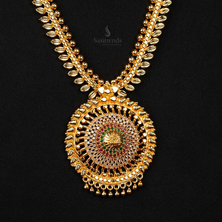 One gram gold leaf pattern chain with white pendant, micro gold-plated real gold look like guaranteed jewellery