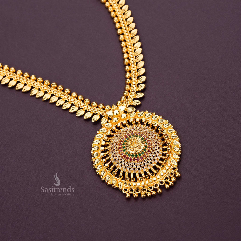 One gram gold leaf pattern chain with white pendant, micro gold-plated real gold look like guaranteed necklace